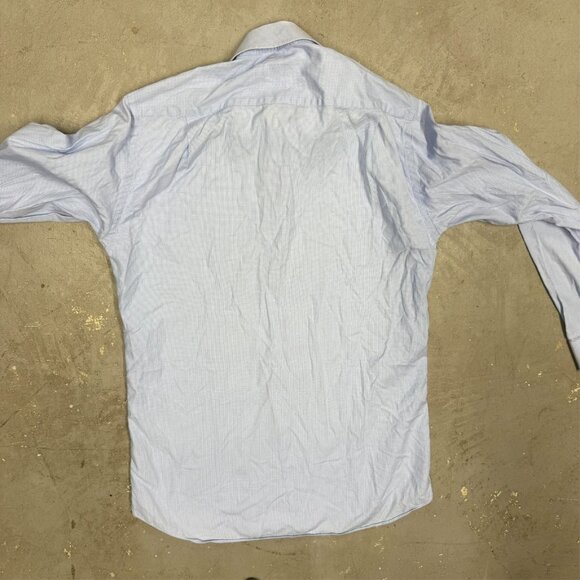 Harry Rosen Dress Shirt Textured Long Sleeve Button Up Blue Cotton 15 1/2 Medium - Picture 8 of 8